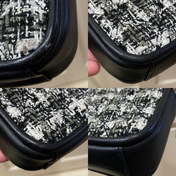 Kate Spade Black Natalia Double Zip Tweed Crossbody Purse Bag - Picture 15 of 16